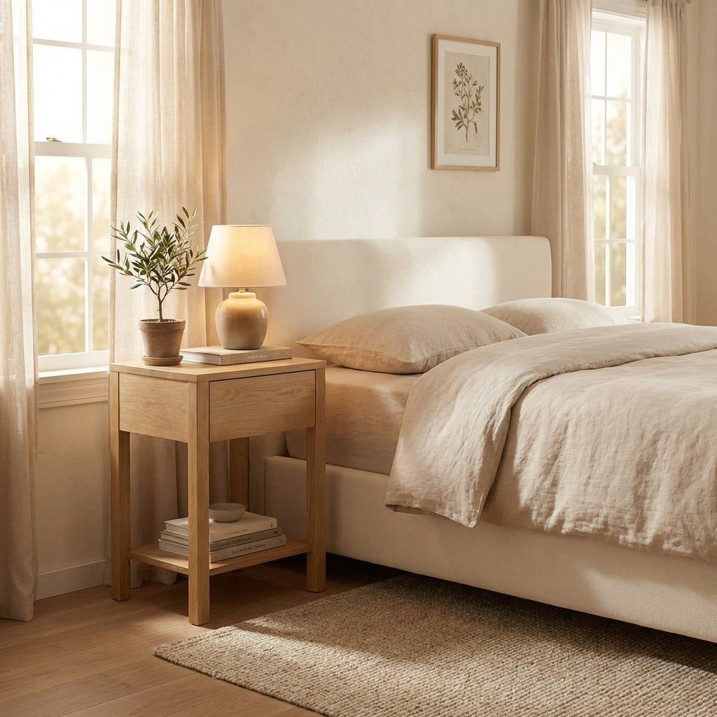 Tommy Nightstand with Drawer – Solid American Oak