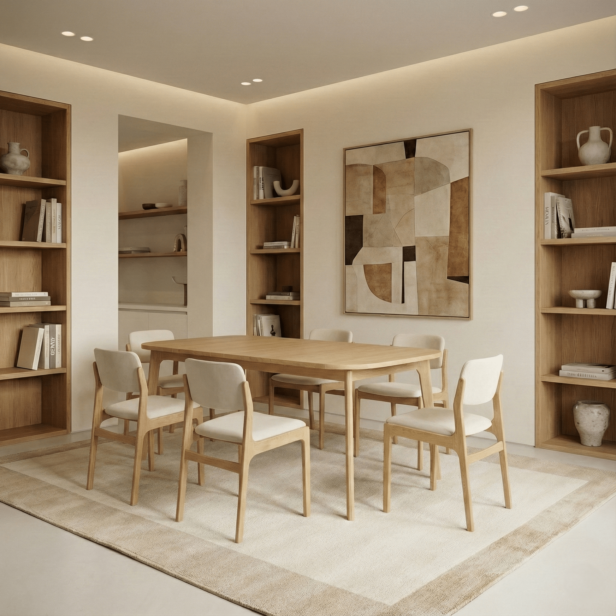 BERG Extendable Dining Table – Handcrafted Solid Oak Hardwood in gallery 1, natural light highlighting smooth finish and minimalist design