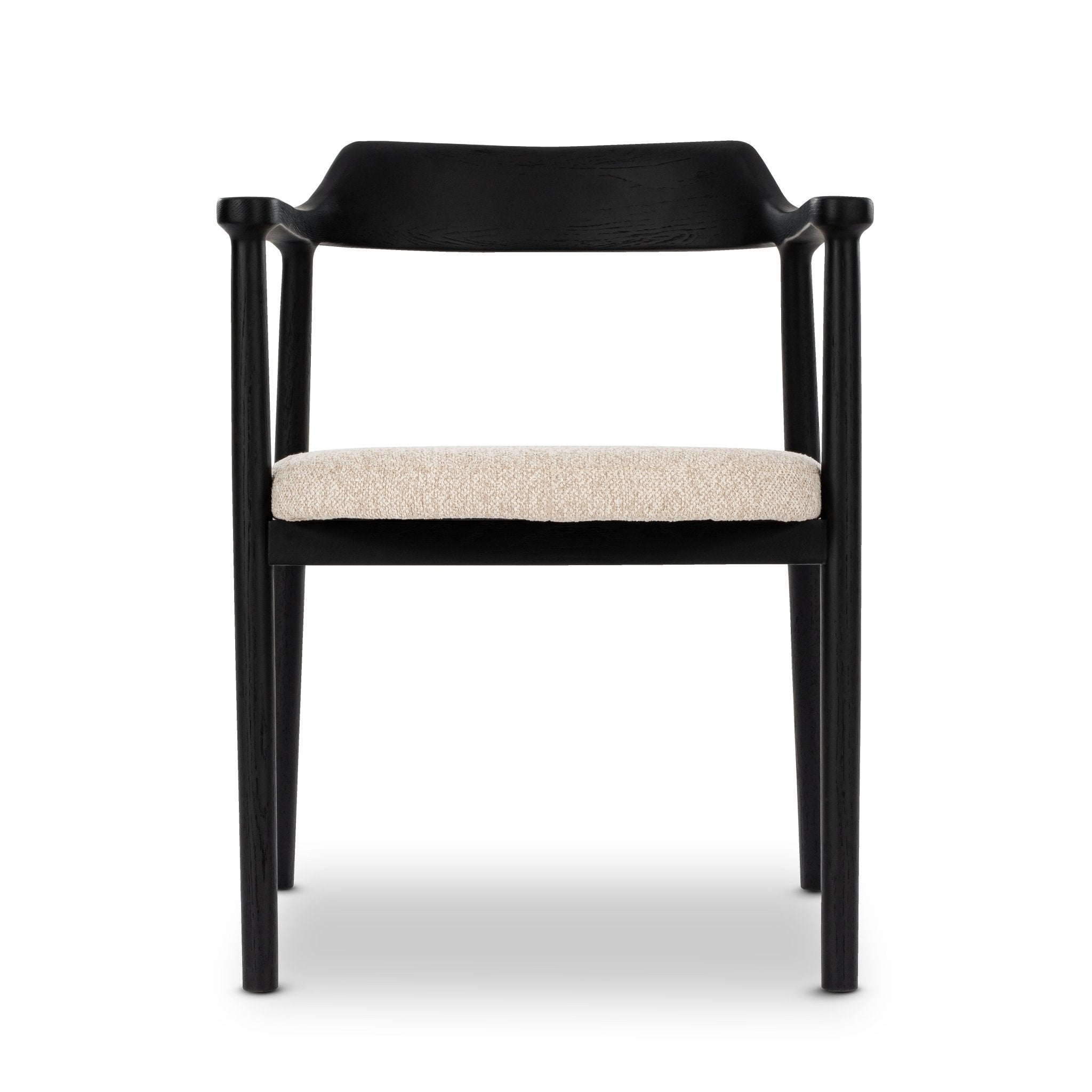 Bergen – Elegant Espresso Finished Oak Dining Chair with solid oak frame in espresso finish and textured cream cushioned seat in minimalist design