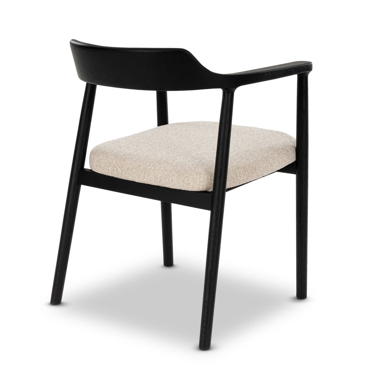 Bergen Espresso Oak Dining Chair - close-up of solid white oak frame and cushioned light fabric seat, natural grain detail