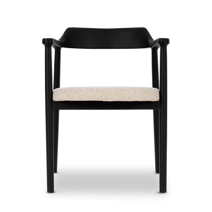 Bergen Espresso Oak Dining Chair - solid white oak frame with textured cream cushioned seat, straight front view