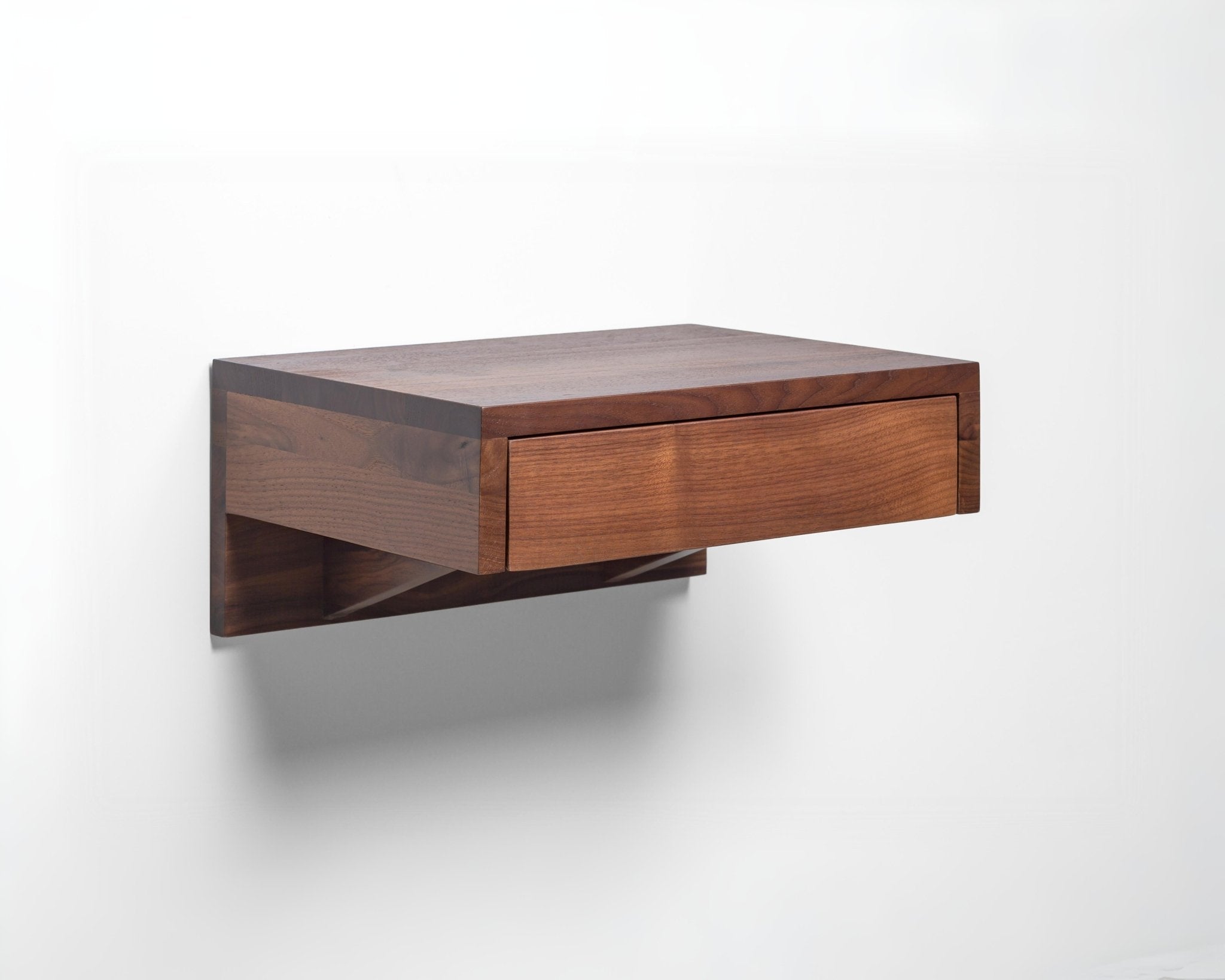 Bo Floating Nightstand in Walnut with a Drawer wall-mounted solid walnut hardwood bedside table gallery position 1 KH_6160_1.jpg