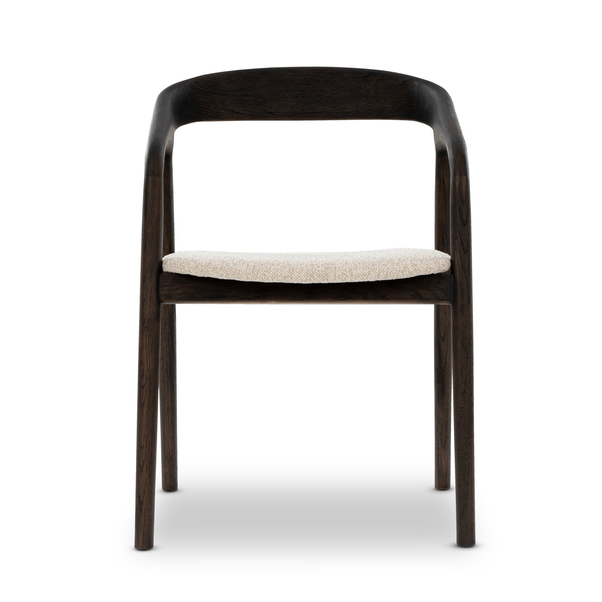 Celese - Oak Dining Chair in Espresso Finish, Cobble Fabric with minimalist solid oak frame and soft textured cushioned seat in Scandinavian design