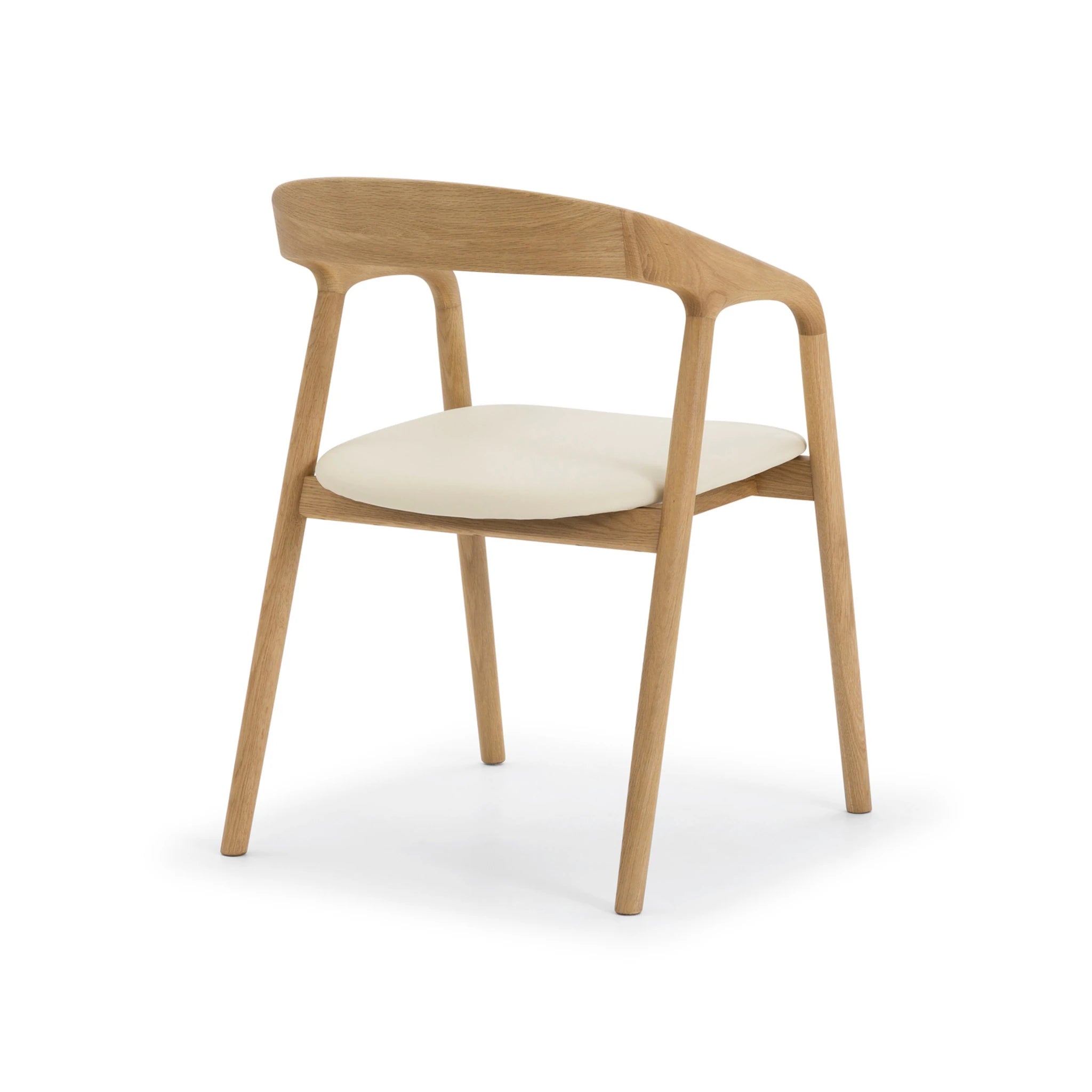 Celeste - Elegant Oak Dining Chair, Beige Leather with sculpted natural oak frame and smooth beige leather seat, minimalist Scandinavian design, gallery position 1