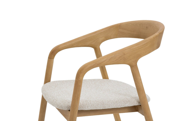 Celeste – Elegant Oak Dining Chair, Cobble Fabric with sculpted natural oak frame and soft light textured upholstery, ISO06-01D04H80V11 gallery 1