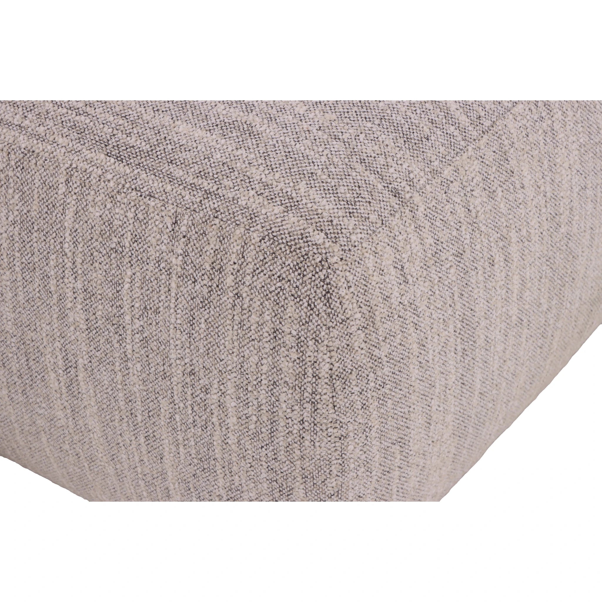 Celeste Oak Coffee Table with Poufs – Grey Fabric close-up of textured light grey upholstery fabric in minimalist Scandinavian solid wood furniture design, gallery 1.