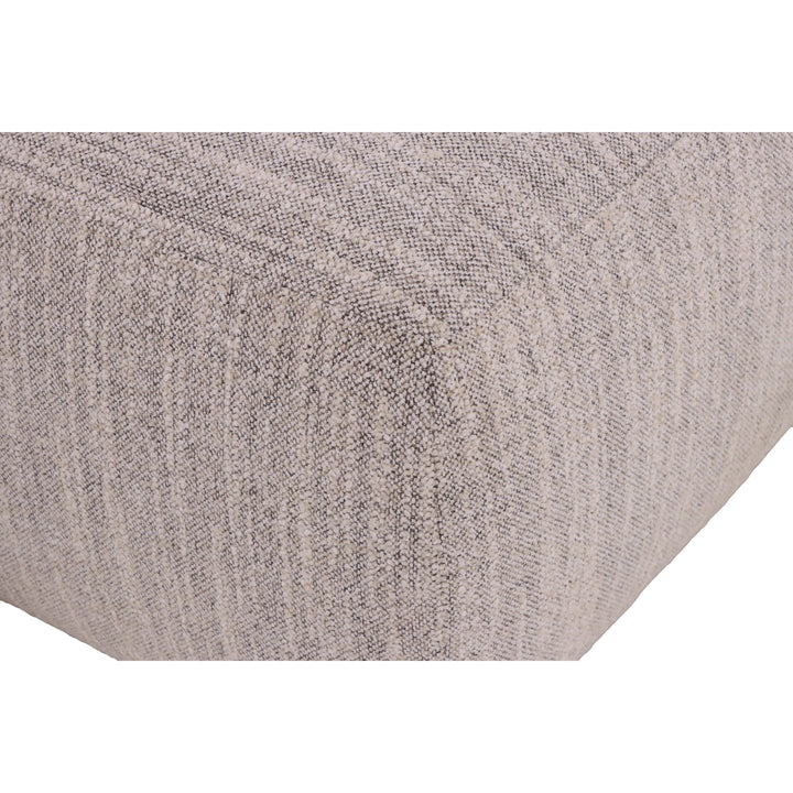Celeste Oak Coffee Table with Poufs – Grey Fabric close-up of textured light grey upholstery fabric in minimalist Scandinavian solid wood furniture design, gallery 1.