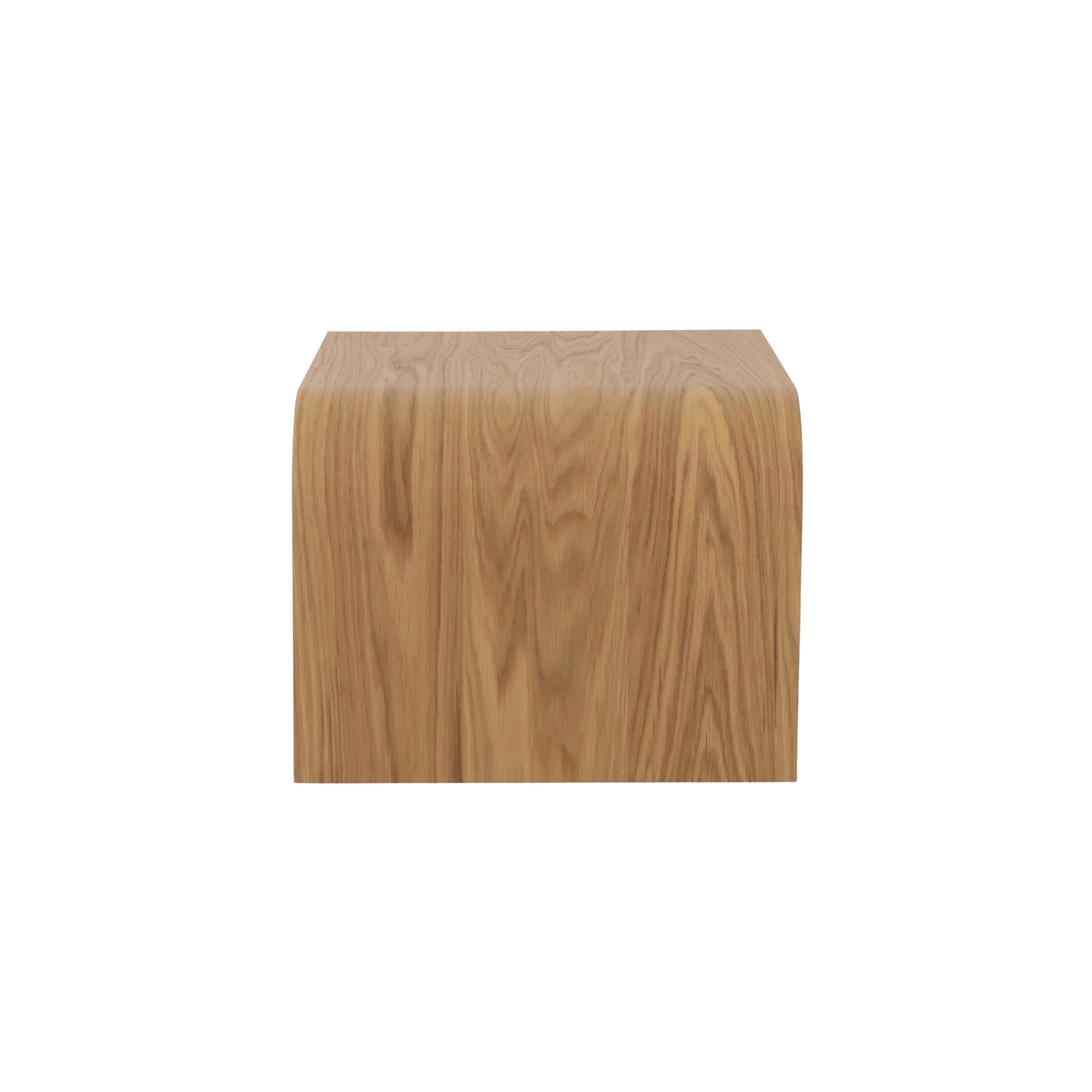 Celeste Oak Coffee Table with Poufs – Grey Fabric solid natural oak cube-shaped pouf element in minimalist Scandinavian style, gallery position 1