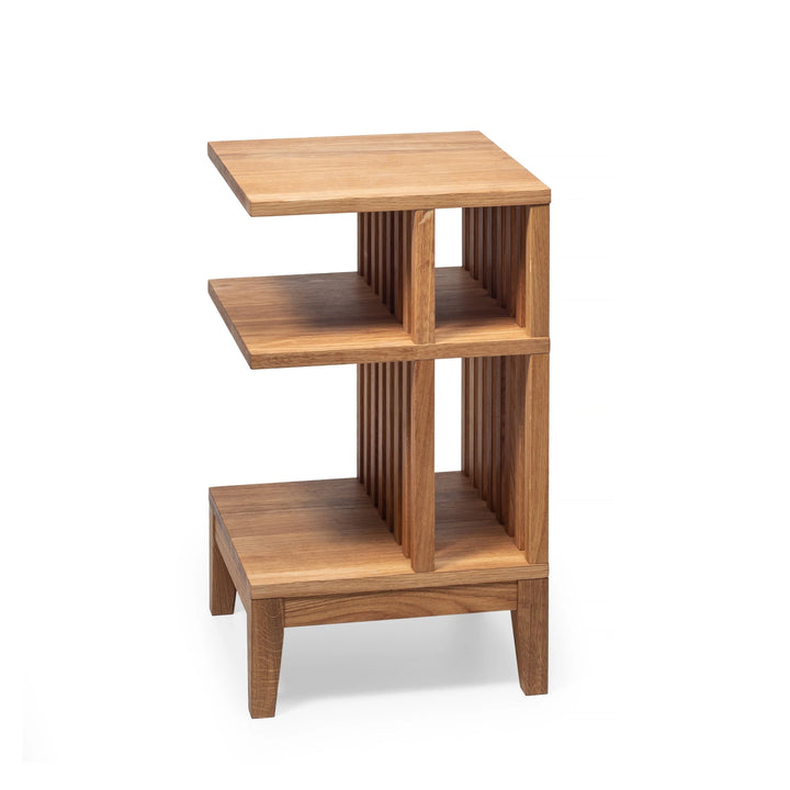 Celine Solid Oak Nightstand – Handcrafted American Hardwood, Fully Assembled with unique vertical slat design and minimalist solid oak construction, gallery 1.