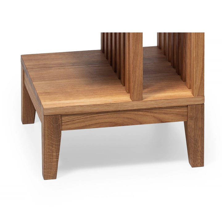 Celine Solid Oak Nightstand – Handcrafted American Hardwood, Fully Assembled with solid oak base and vertical slat detailing, gallery position 1 file 100030-Celine-ookapp-5.webp