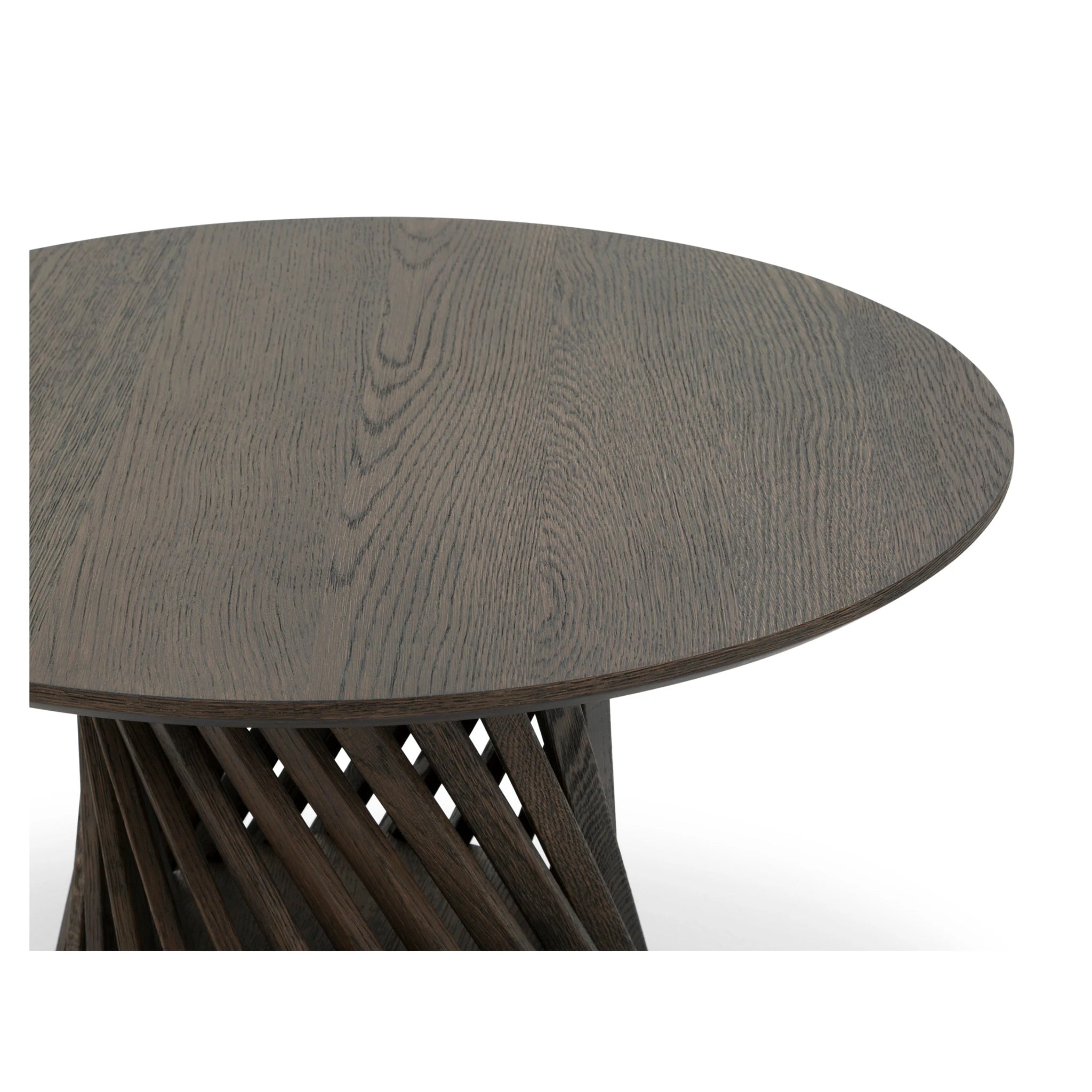 Coffee Table Emma - Espresso Matte Lacquer finish with round solid oak top and twisted ribs in Scandinavian minimalist style, gallery position 1