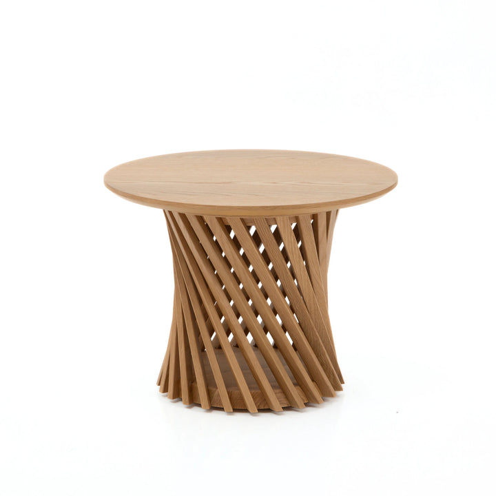 Handcrafted solid oak and oak veneer coffee table with airy modern design