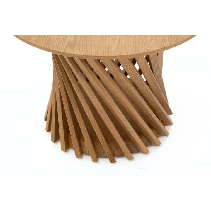 Coffee Table Emma - Natural Matte lacquer finish with round solid oak top and distinctive twisted rib oak base, gallery position 1, Diivanilaud-Emma-Tamm-D60-3.webp