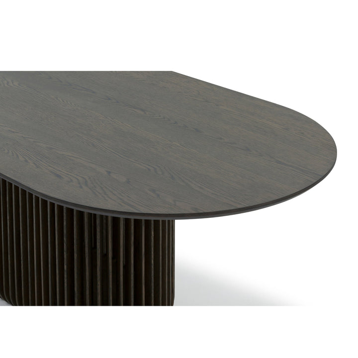 Dining Table Franz – Modern Oak Design with Natural Elegance in dark espresso finish with distinctive ribbed solid oak base