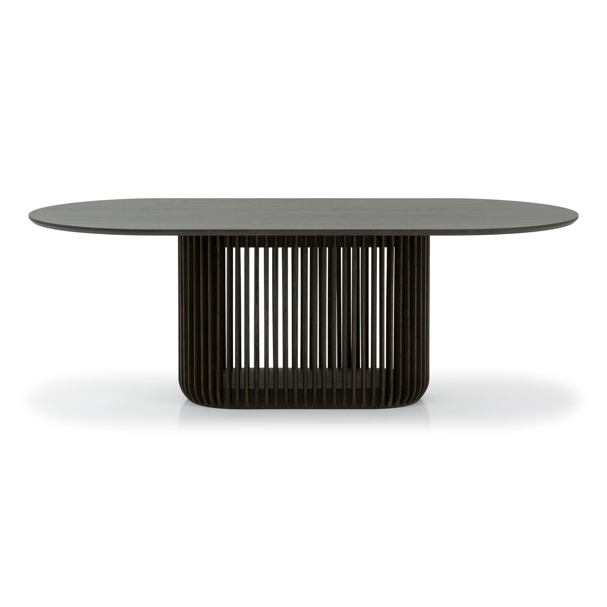 Dining Table Franz – Modern Oak Design with Natural Elegance in dark espresso finish with distinctive ribbed solid oak base