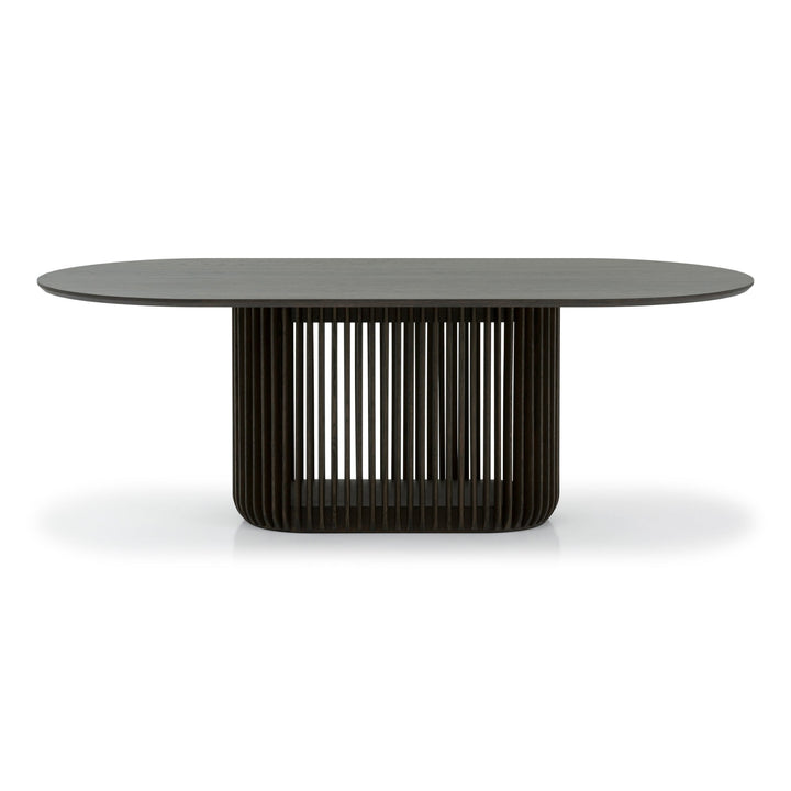Dining Table Franz – Modern Oak Design with Natural Elegance in dark espresso finish with distinctive ribbed solid oak base