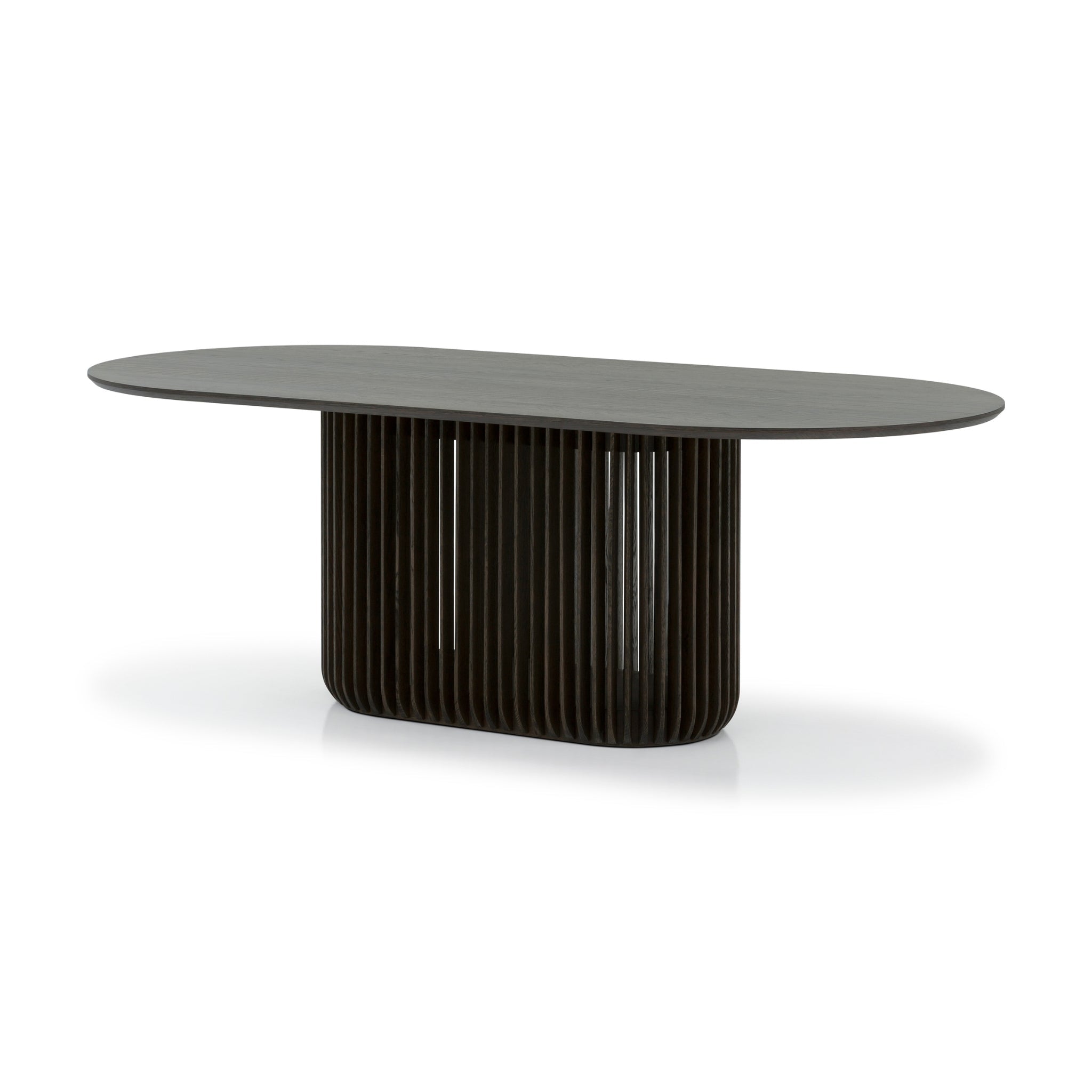 Dining Table Franz – Modern Oak Design with Natural Elegance in dark espresso finish, distinctive ribbed base