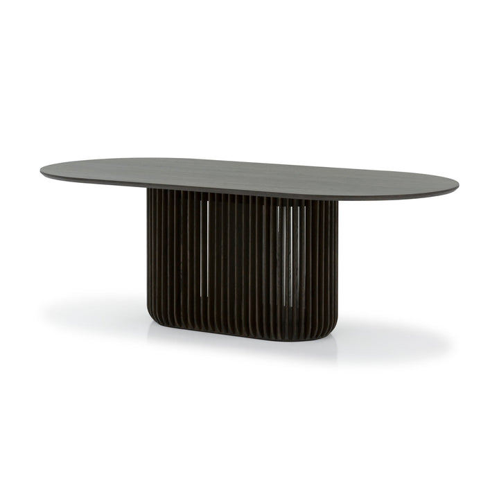 Dining Table Franz – Modern Oak Design with Natural Elegance in dark espresso finish, distinctive ribbed base