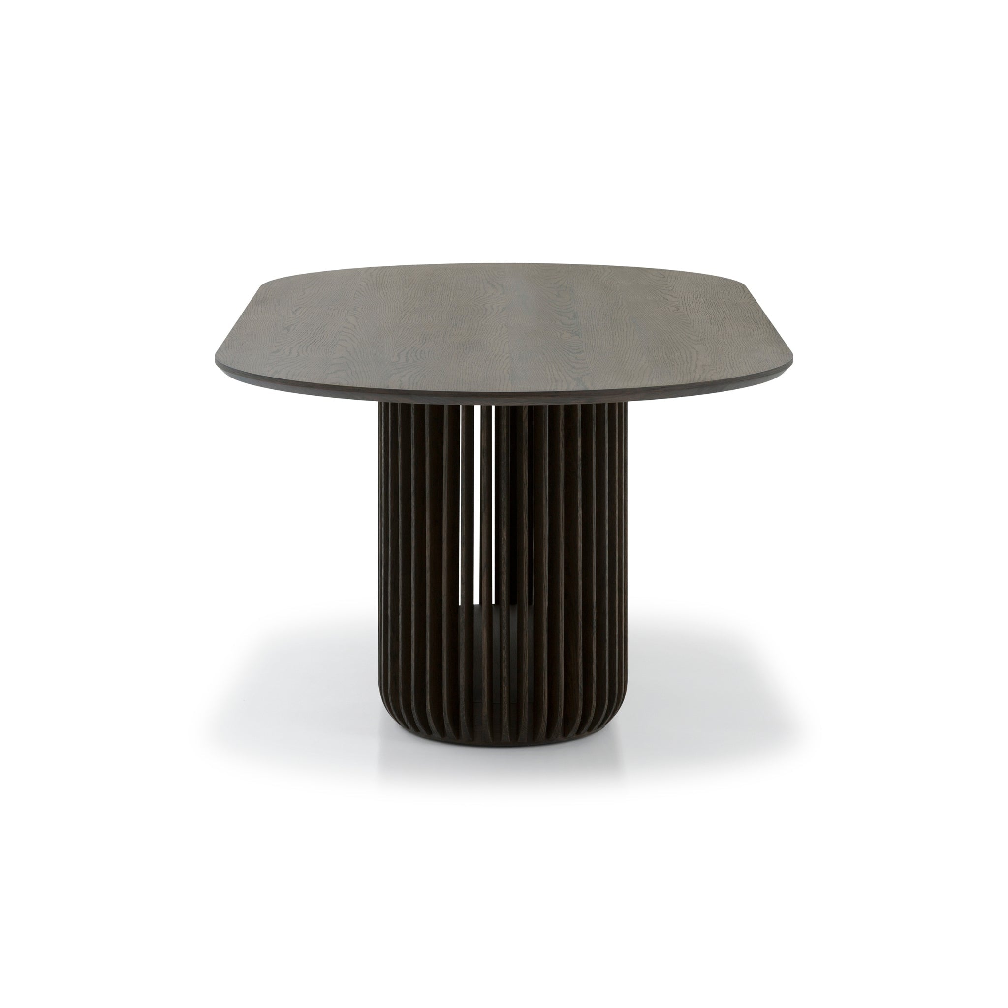 Dining Table Franz – Modern Oak Design with Natural Elegance in dark espresso finish and distinctive ribbed solid oak base