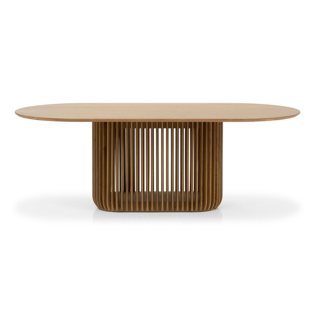 Dining Table Franz – Modern Oak Design with Natural Elegance with distinctive ribbed base in solid natural oak