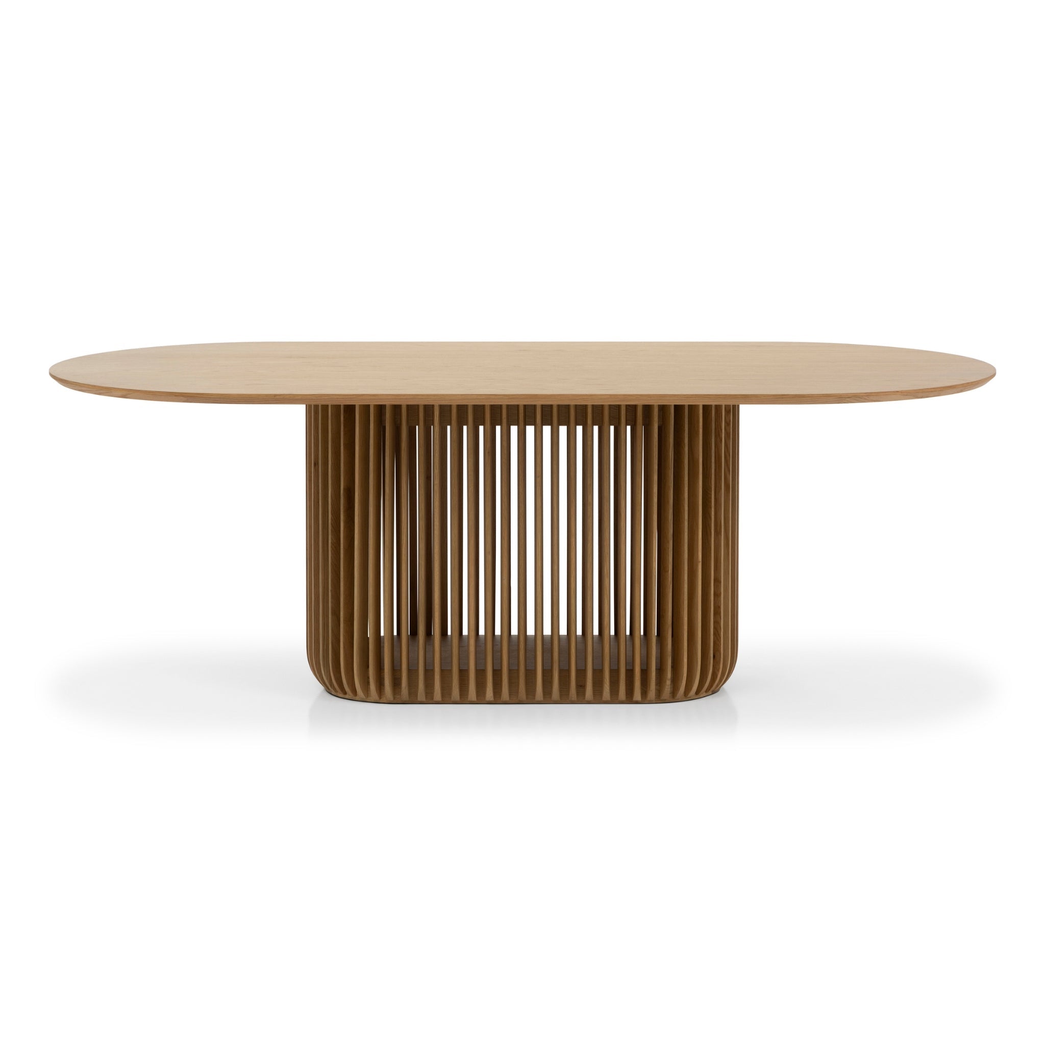 Dining Table Franz – Modern Oak Design with Natural Elegance with distinctive ribbed base in solid natural oak