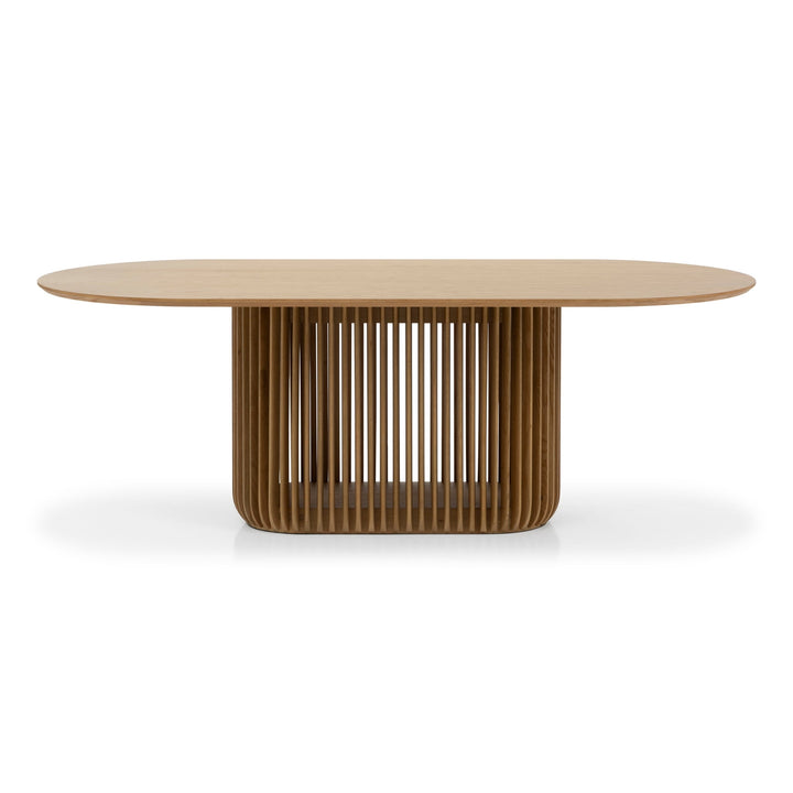 Dining Table Franz – Modern Oak Design with Natural Elegance with distinctive ribbed base in solid natural oak
