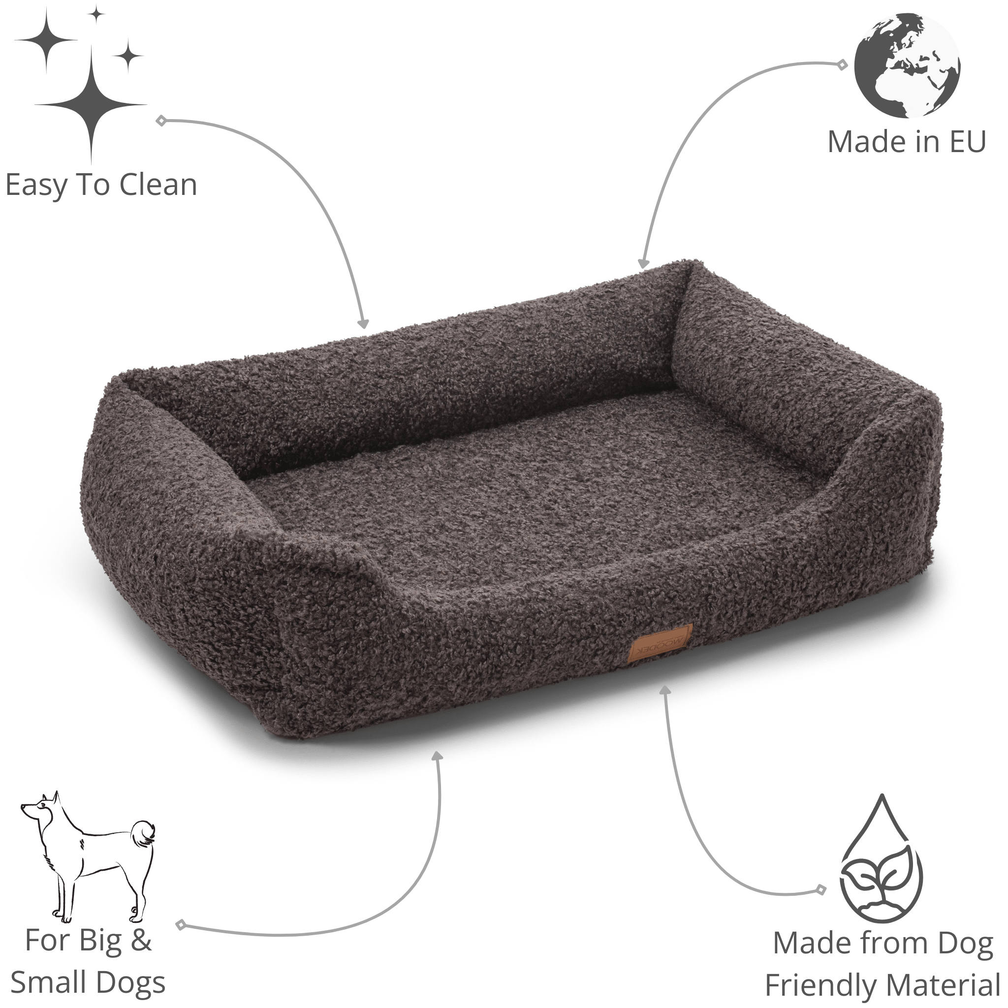 Eco-friendly Orthopedic Dog Bed Milo Dark Grey Removable Fabric with plush texture, supportive bolsters, and easy-to-clean design, gallery position 1 44.png