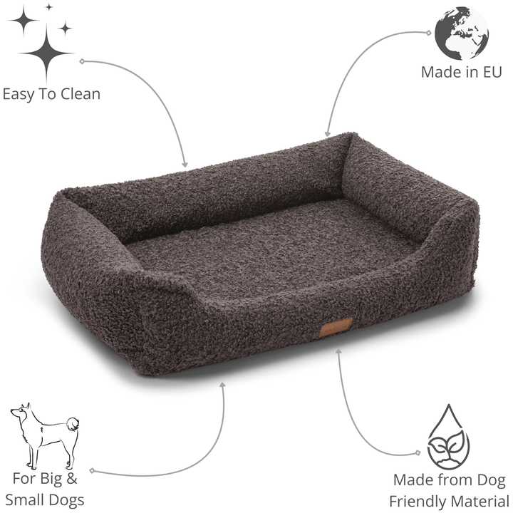 Eco-friendly Orthopedic Dog Bed Milo Dark Grey Removable Fabric with plush texture, supportive bolsters, and easy-to-clean design, gallery position 1 44.png