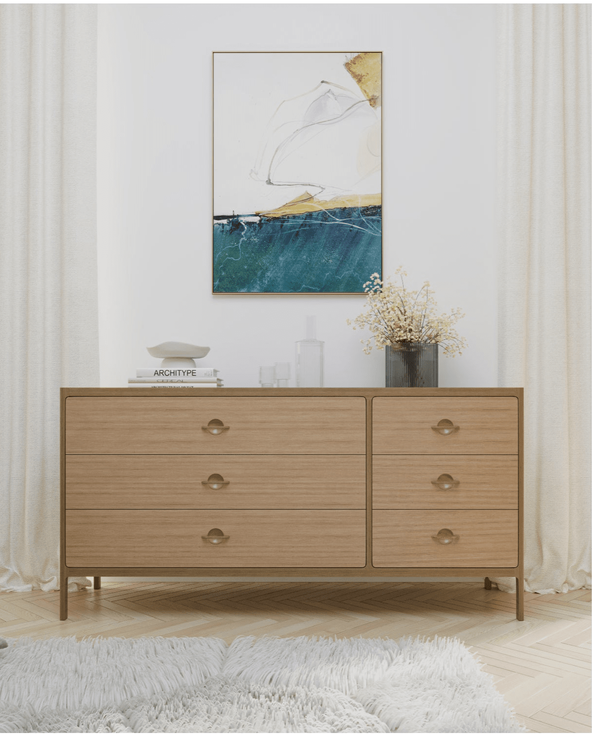 Tammepuidust Kummut Elin 6 sahtliga Oak Chest of Drawers Elin with 6 Drawers