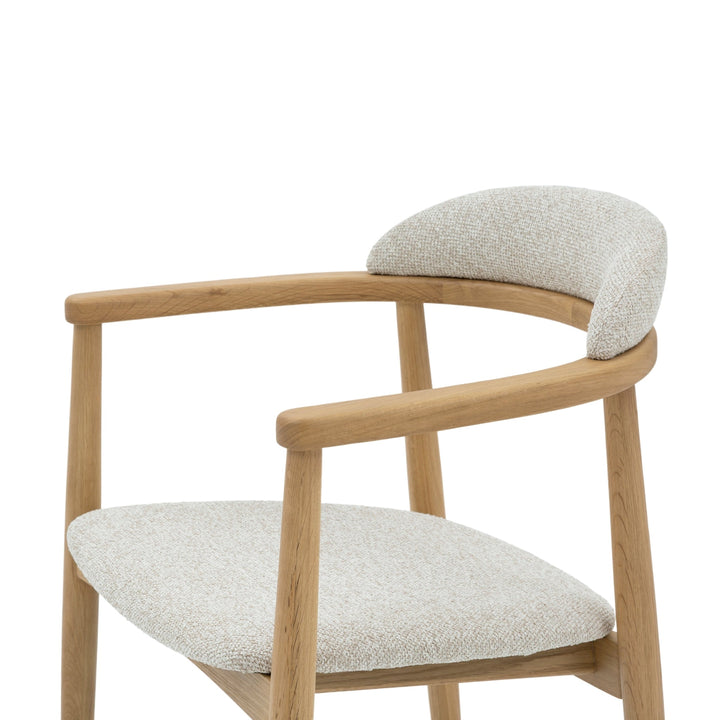 Elv– Elegant Oak Dining Chair with sculpted natural oak frame and textured light upholstery in minimalist Scandinavian design, gallery position 1, Chair-Elv-Cobble-5.jpg
