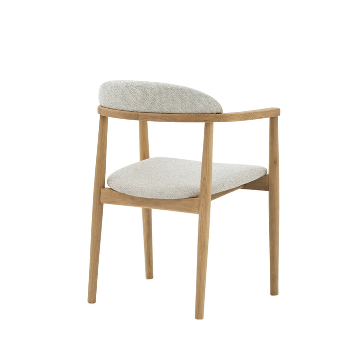 Elv– Elegant Oak Dining Chair with curved solid oak frame and light textured upholstery, minimalist Scandinavian design, gallery position 1, Chair-Elv-Cobble-3.jpg