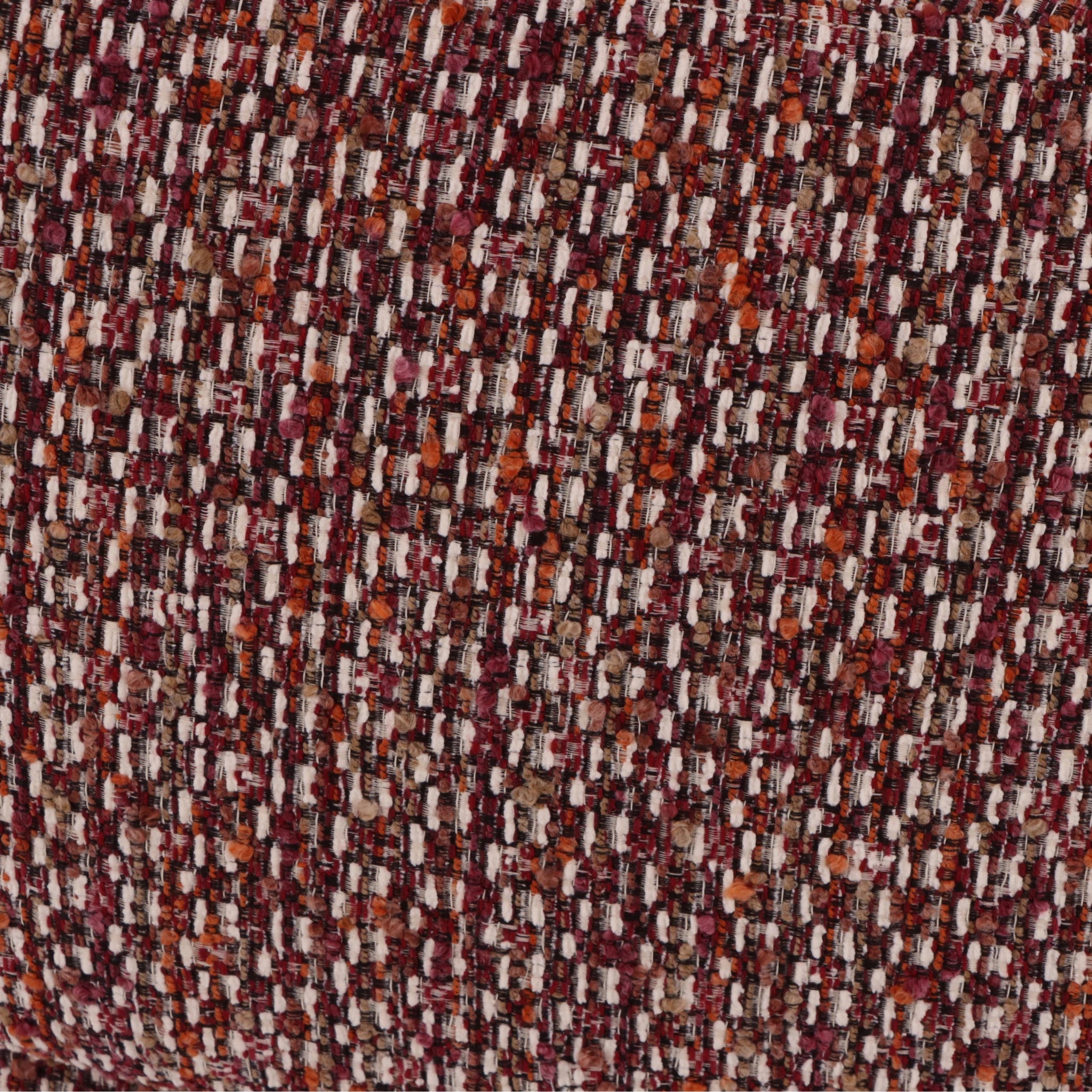 Emma – Red Swivel Armchair with Oak Base detailed close-up on woven multicolor textured fabric, gallery position 1, file Poorlev-tugitool-Emma-Punane-9.webp
