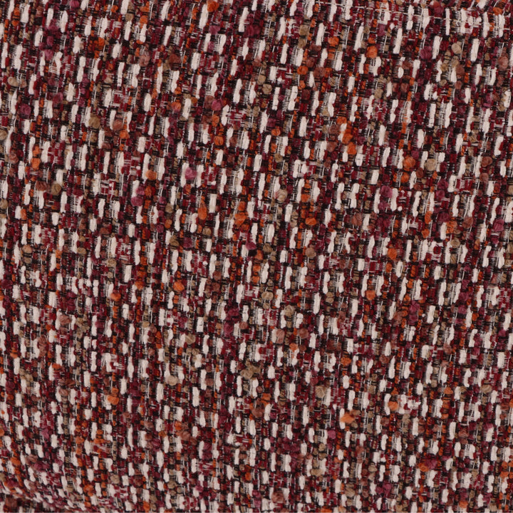 Emma – Red Swivel Armchair with Oak Base detailed close-up on woven multicolor textured fabric, gallery position 1, file Poorlev-tugitool-Emma-Punane-9.webp