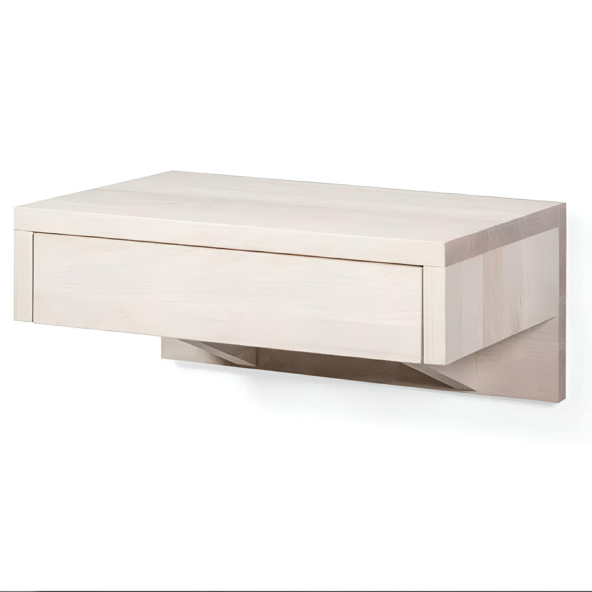 Bo white beech floating nightstand with single drawer and minimalist design