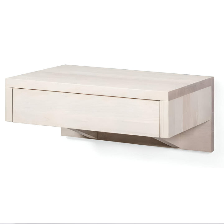 Bo white beech floating nightstand with single drawer and minimalist design
