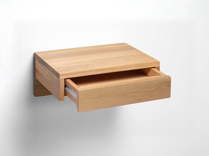 Floating Nightstand Bo with Drawer – Solid American Oak floating bedside table with open drawer, minimalist Scandinavian solid oak wood design KH_6166_1.jpg