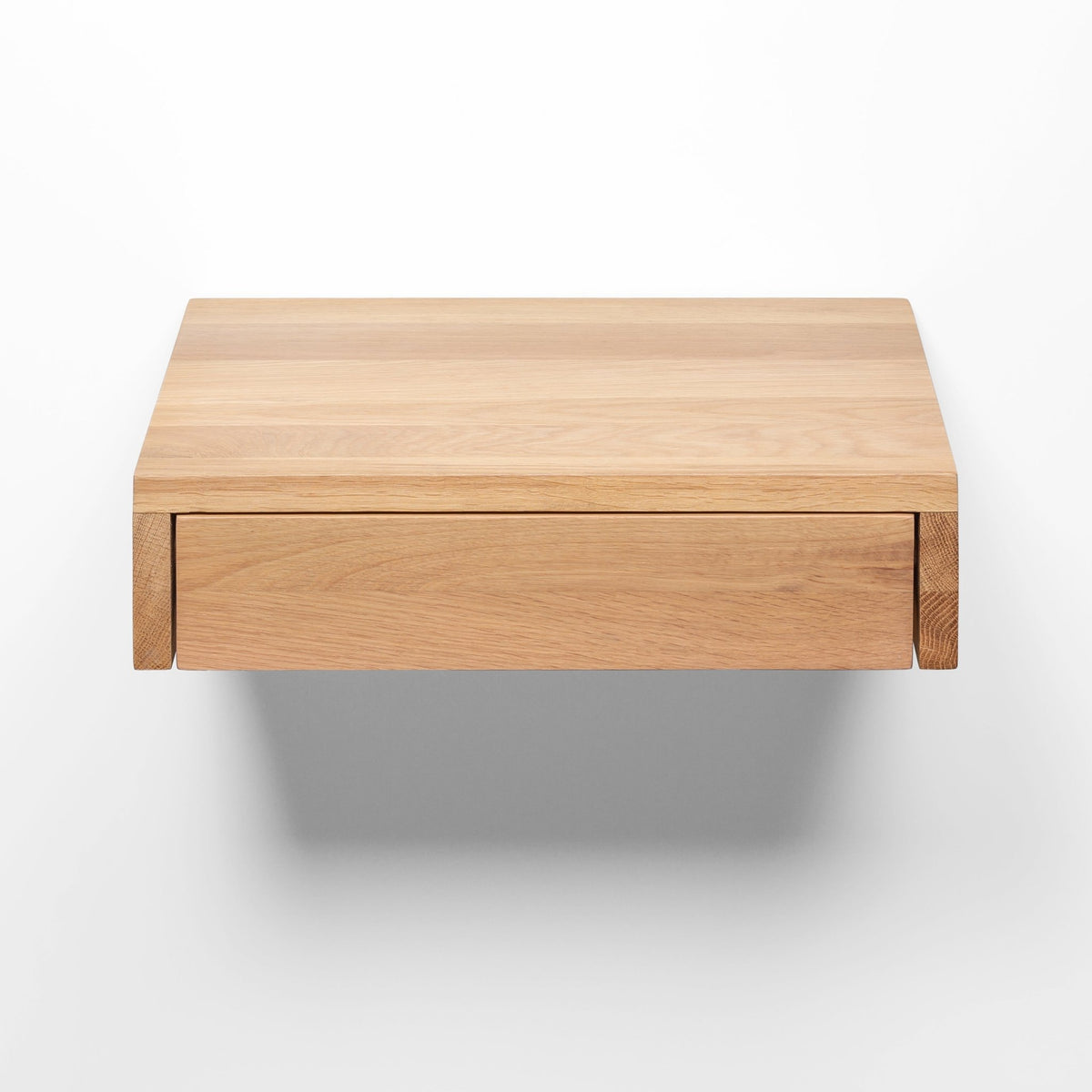 Floating Nightstand Bo with Drawer – Solid American Oak wall-mounted minimalist design with natural oak grain, gallery position 1 KH_6170.jpg