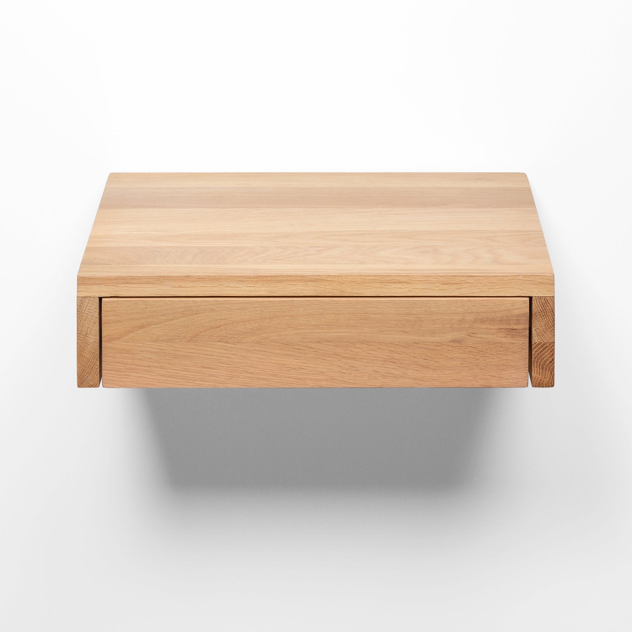 Floating Nightstand Bo with Drawer – Solid American Oak wall-mounted minimalist design with natural oak grain, gallery position 1 KH_6170.jpg