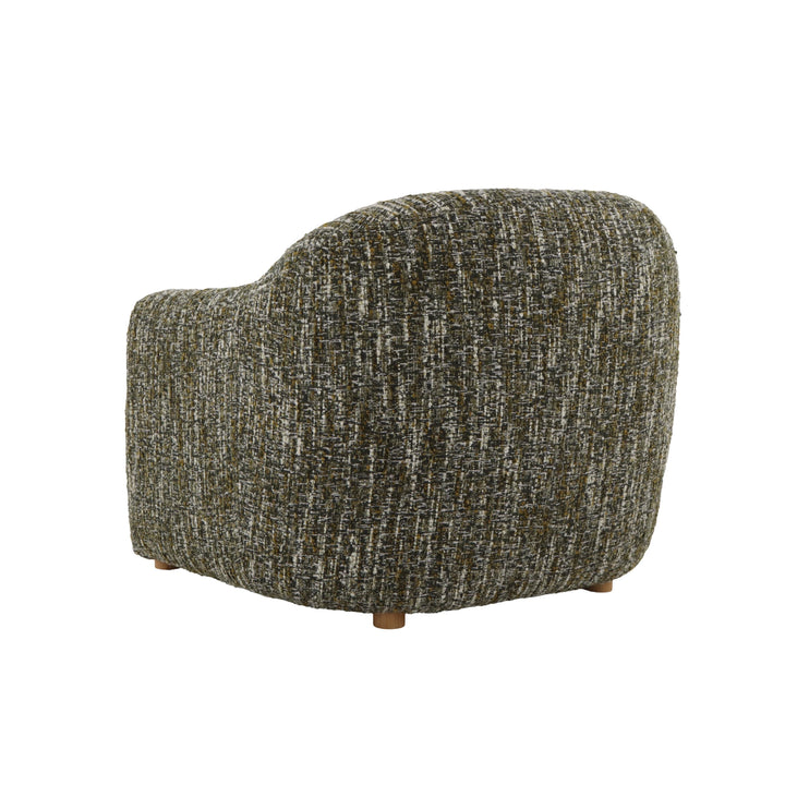 Franz – Green Fabric Armchair with Oak Legs rear view displaying textured green fabric and natural solid oak wood legs, gallery position 1