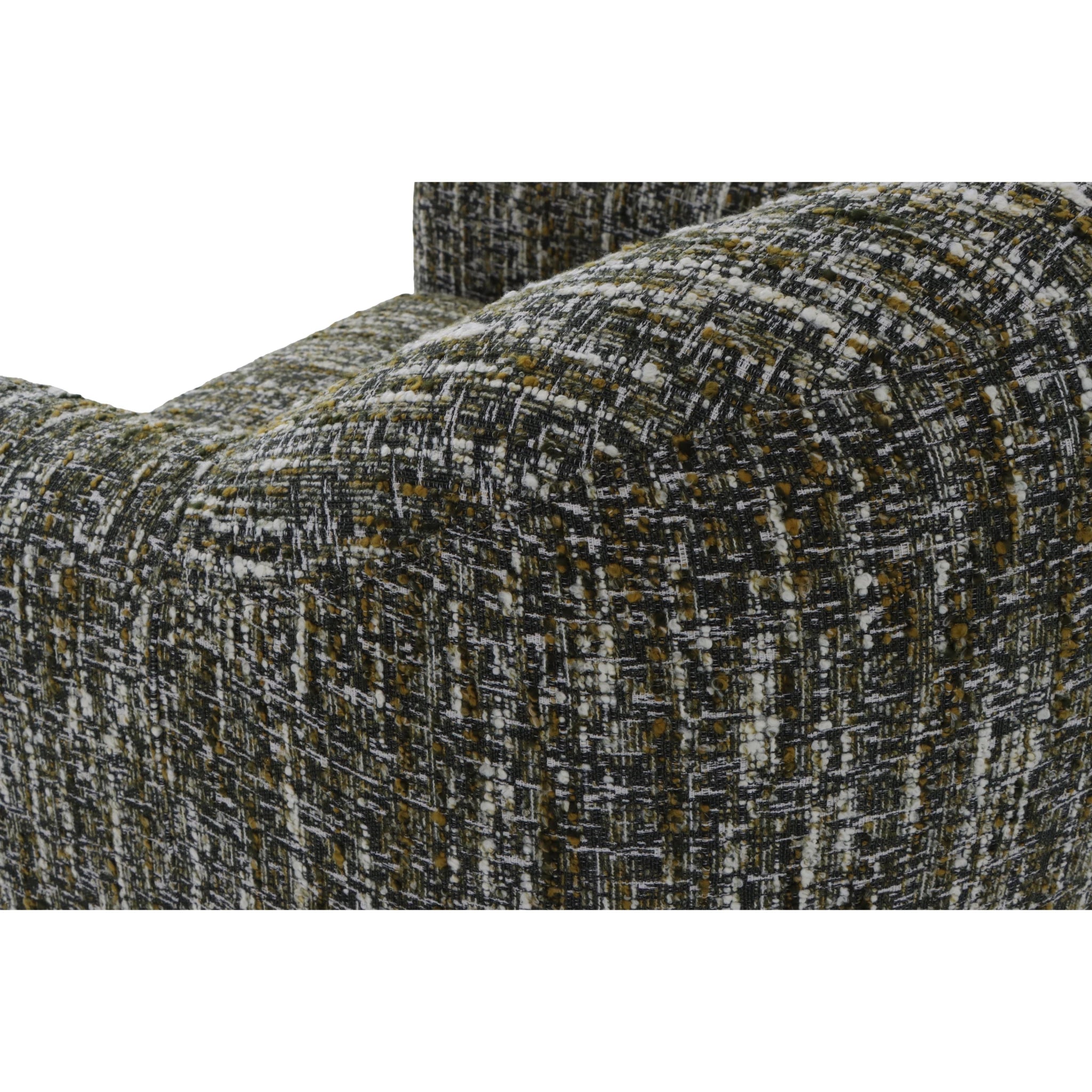 Franz – Green Fabric Armchair with Oak Legs close-up on textured green fabric upholstery with mixed tones, gallery position 1, file Tugitool-Franz-Roheline-kangas-6.webp