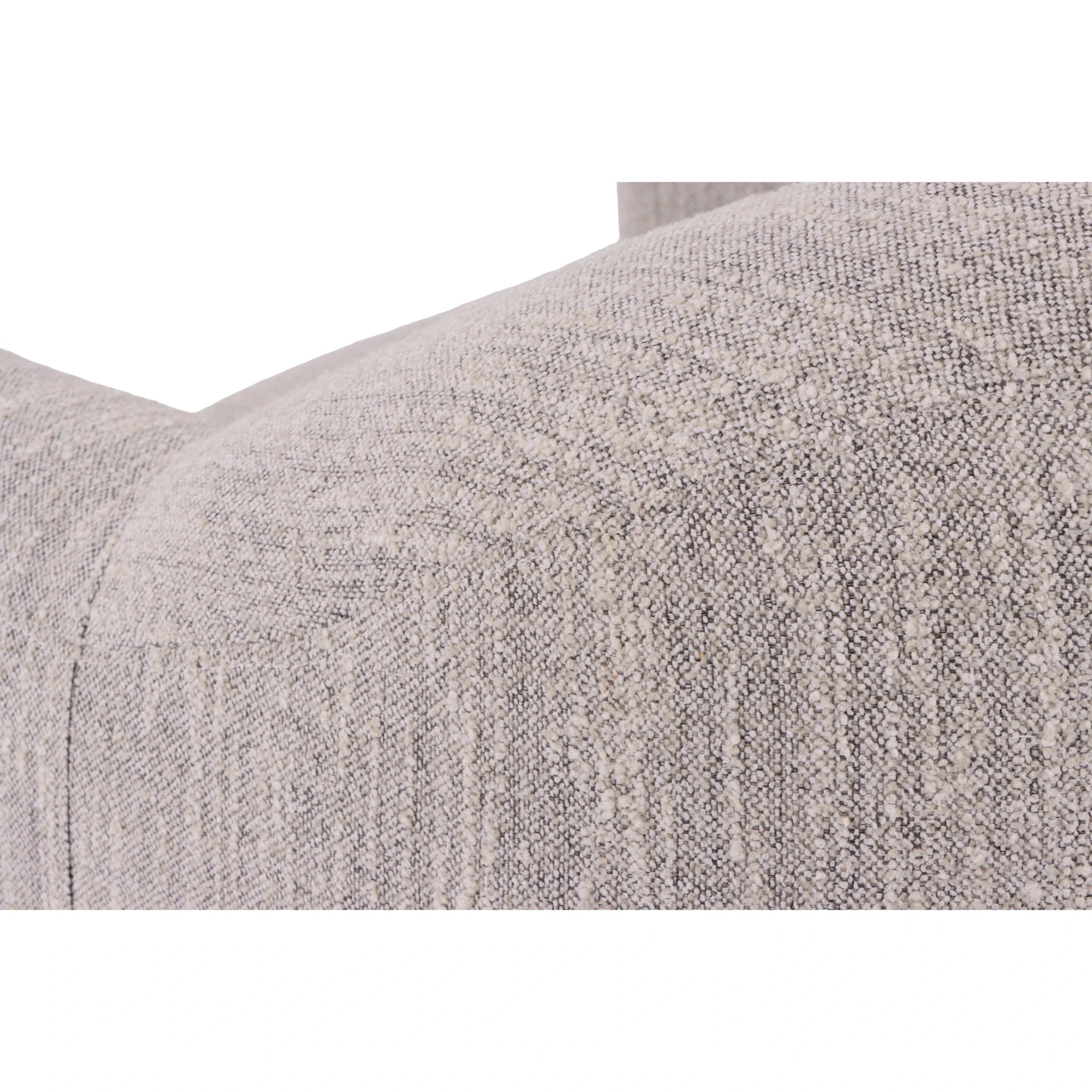 Franz – Light Grey Fabric Armchair with Oak Legs close-up on soft textured light grey upholstery, fabric detail visible, gallery position 1, Tugitool-Franz-Hall-kangas-8.webp