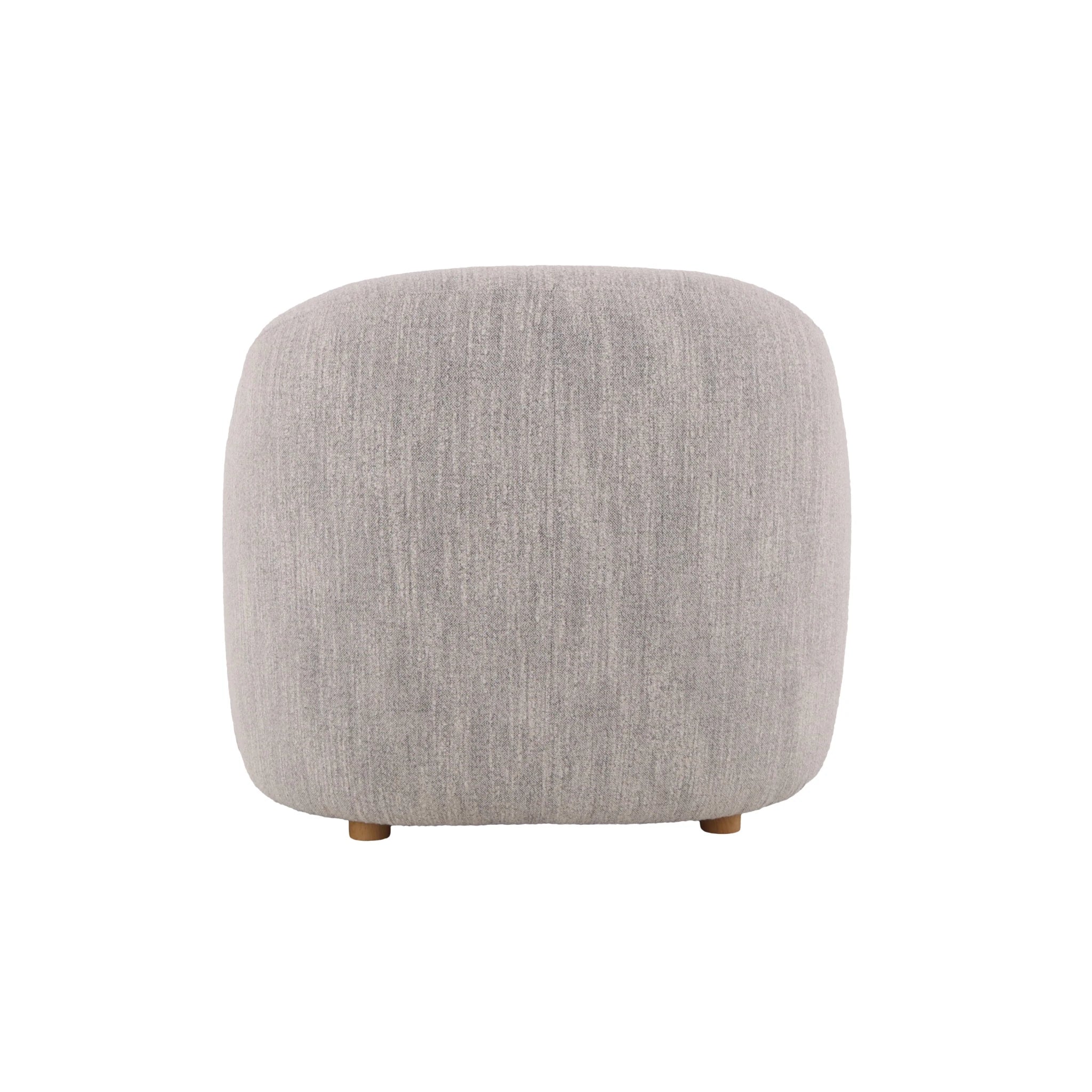 Franz – Light Grey Fabric Armchair with Oak Legs rear view highlighting soft curves and light grey fabric texture, gallery position 1, file Tugitool-Franz-Hall-kangas-5.webp