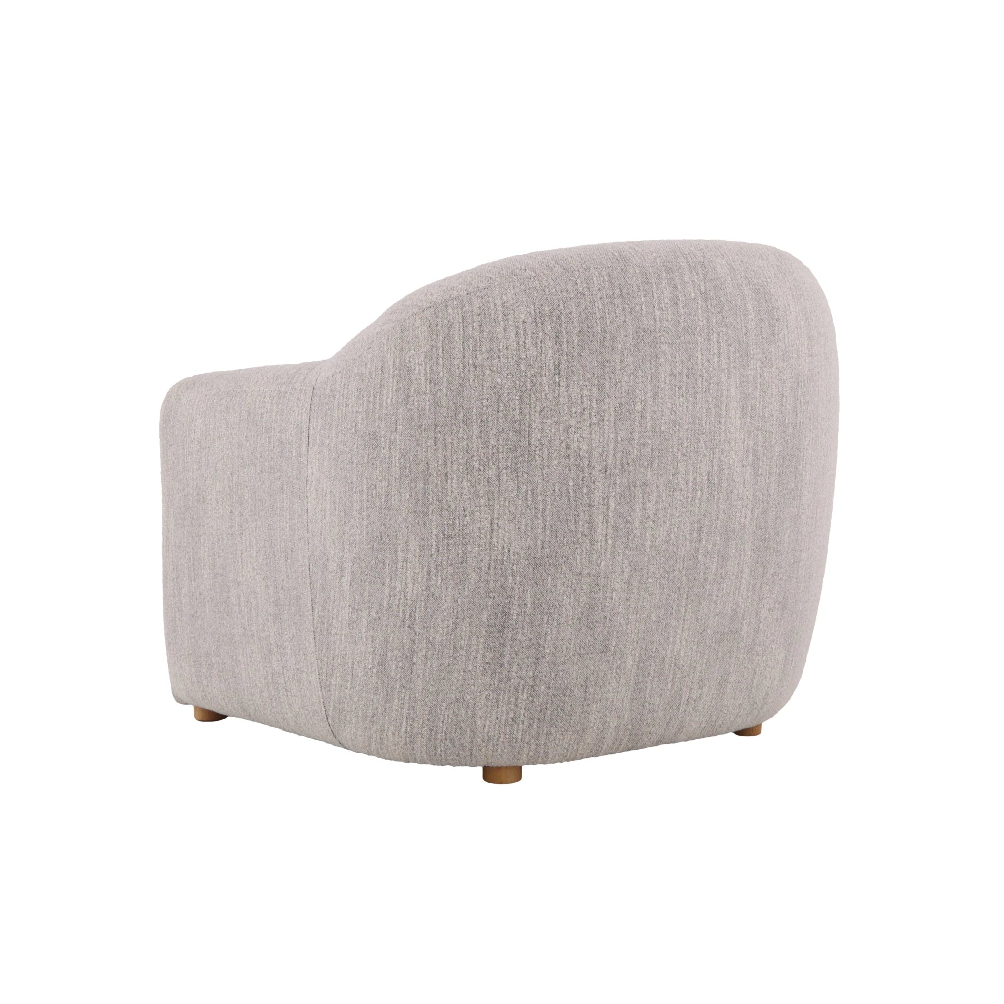 Franz – Light Grey Fabric Armchair with Oak Legs rear view showing soft curved silhouette and light grey Leigh fabric upholstery, gallery position 1