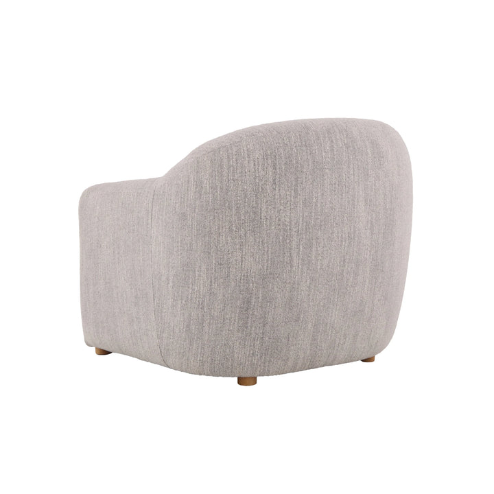 Franz – Light Grey Fabric Armchair with Oak Legs rear view showing soft curved silhouette and light grey Leigh fabric upholstery, gallery position 1