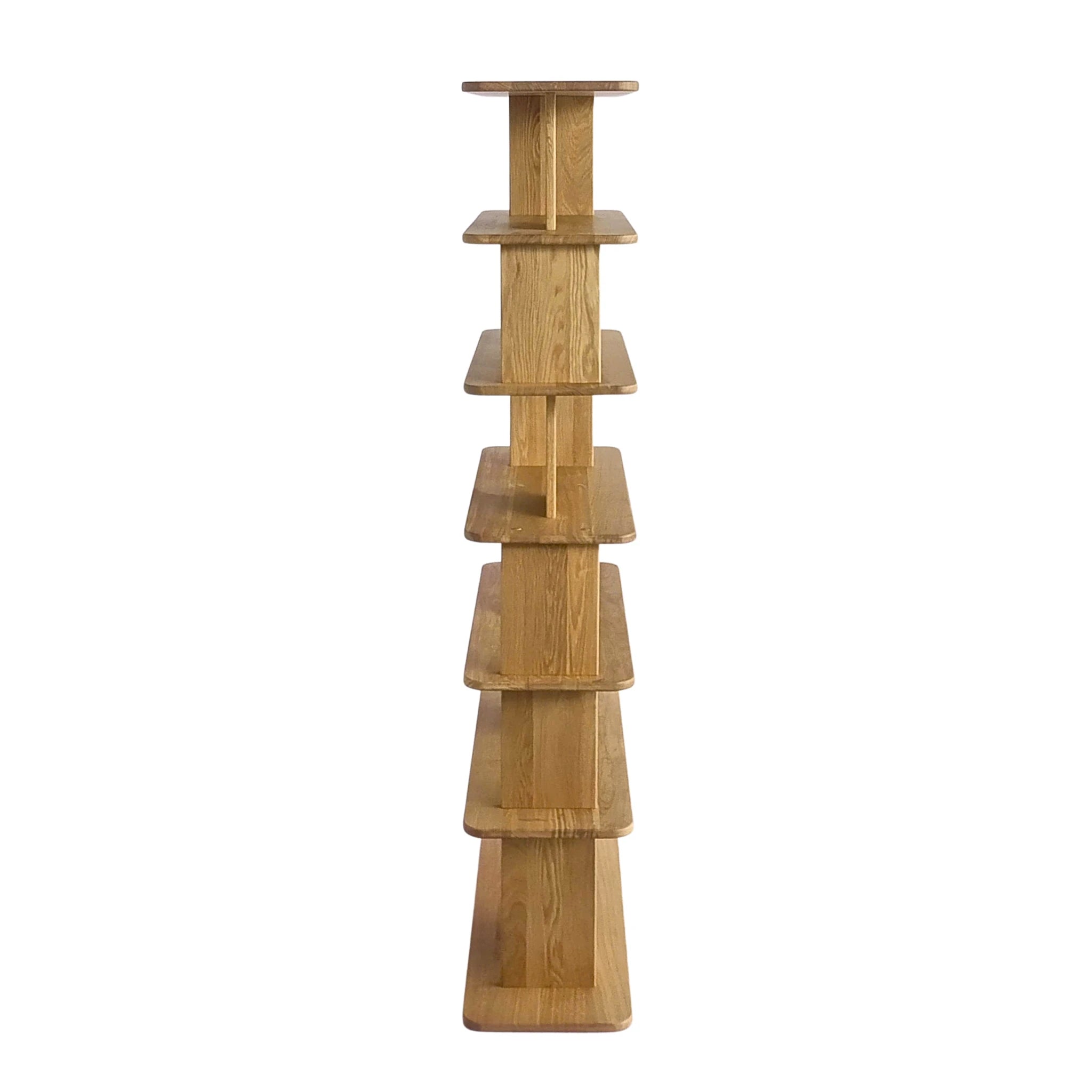 Franz Oak Bookshelf 35 in natural solid oak with vertical stacked shelf design and smooth edges, minimalist Scandinavian solid wood furniture, file Riiul-Franz-TammLakk-3.webp gallery 1