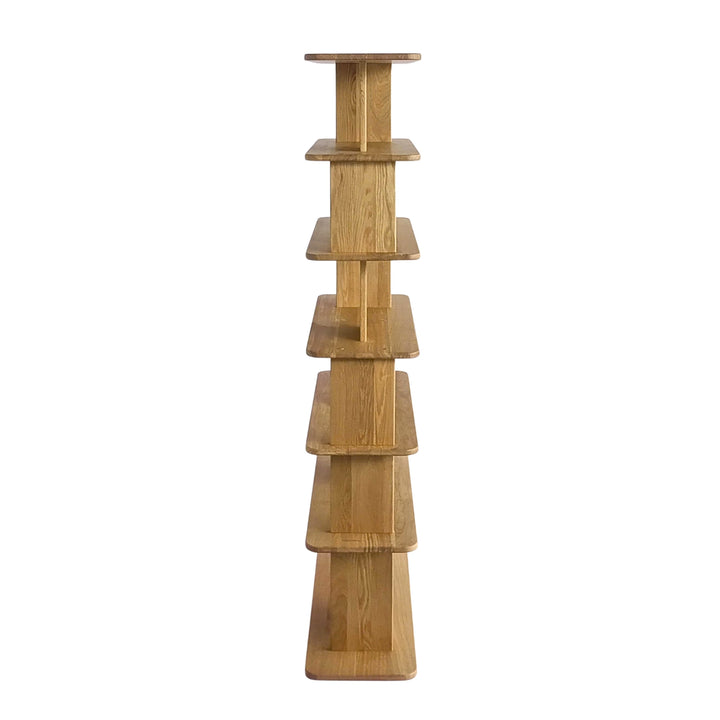 Franz Oak Bookshelf 35 in natural solid oak with vertical stacked shelf design and smooth edges, minimalist Scandinavian solid wood furniture, file Riiul-Franz-TammLakk-3.webp gallery 1