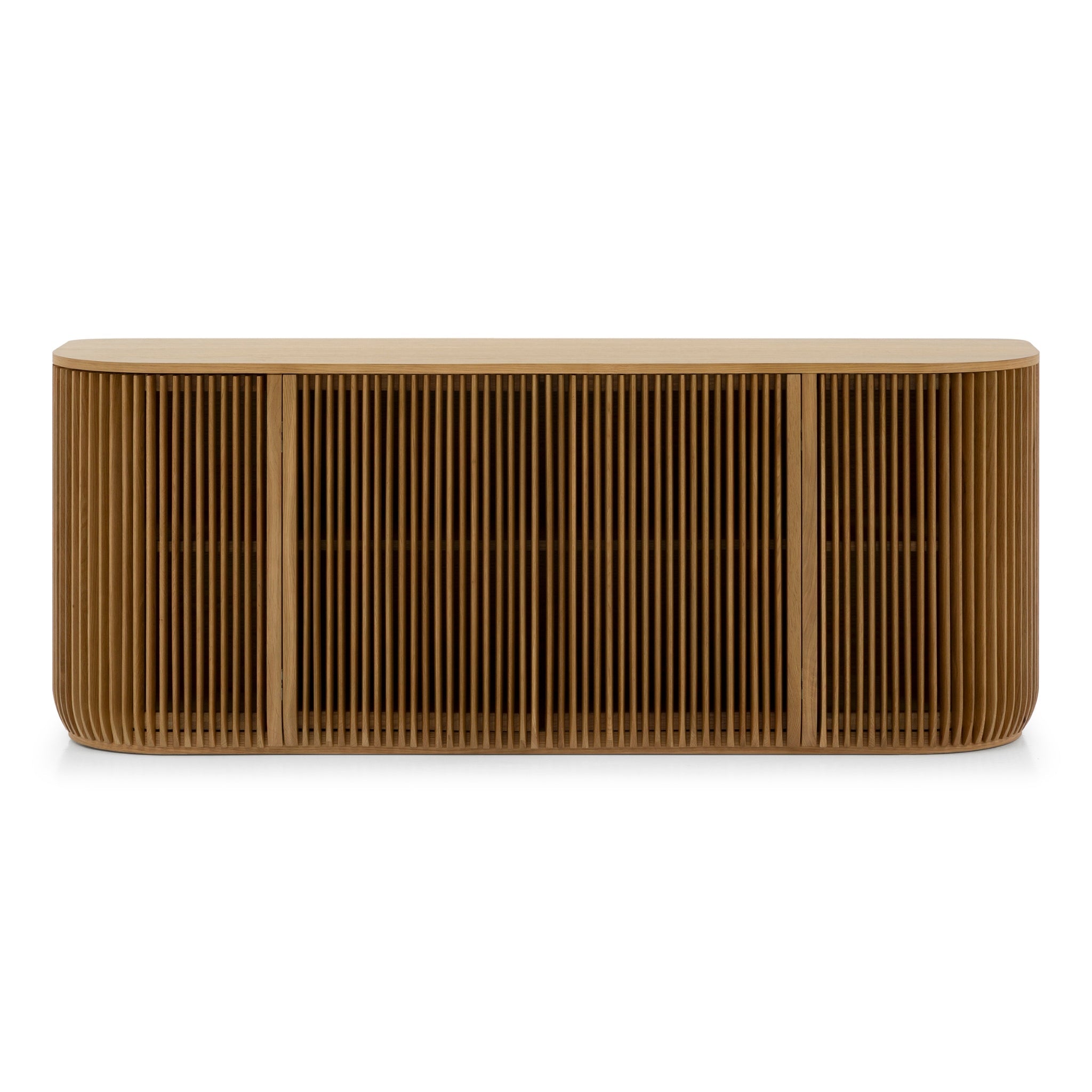 Franz Oak Sideboard with ribbed natural oak wood doors and rounded edges in minimalist Scandinavian design, gallery position 1, Franz-kummut-Tamm-2.jpg