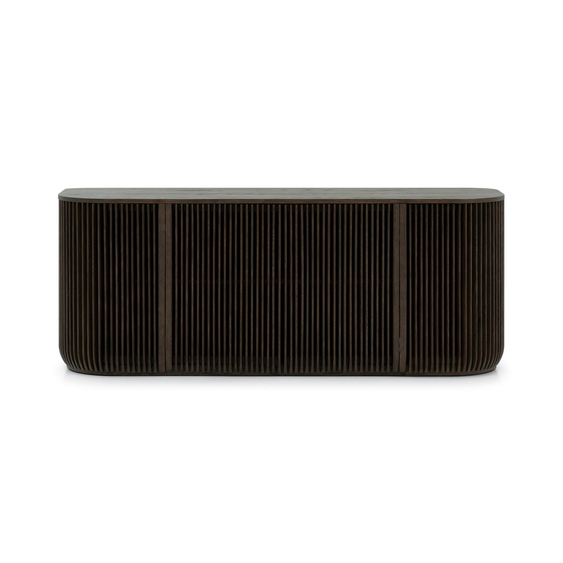 Franz Oak Sideboard - Espresso Finish with ribbed door panels and rounded edges in minimalist solid oak wood