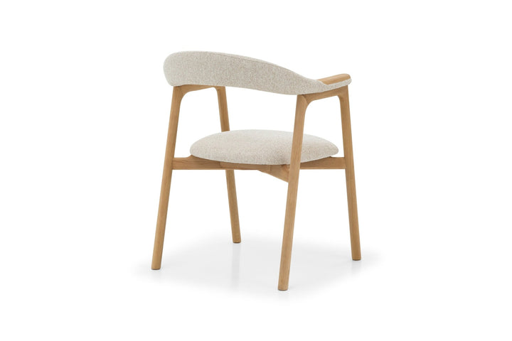 Franz – Timeless Oak Dining Chair, Cobble fabric with natural oak frame and curved backrest in minimalist Scandinavian solid wood design, gallery 1