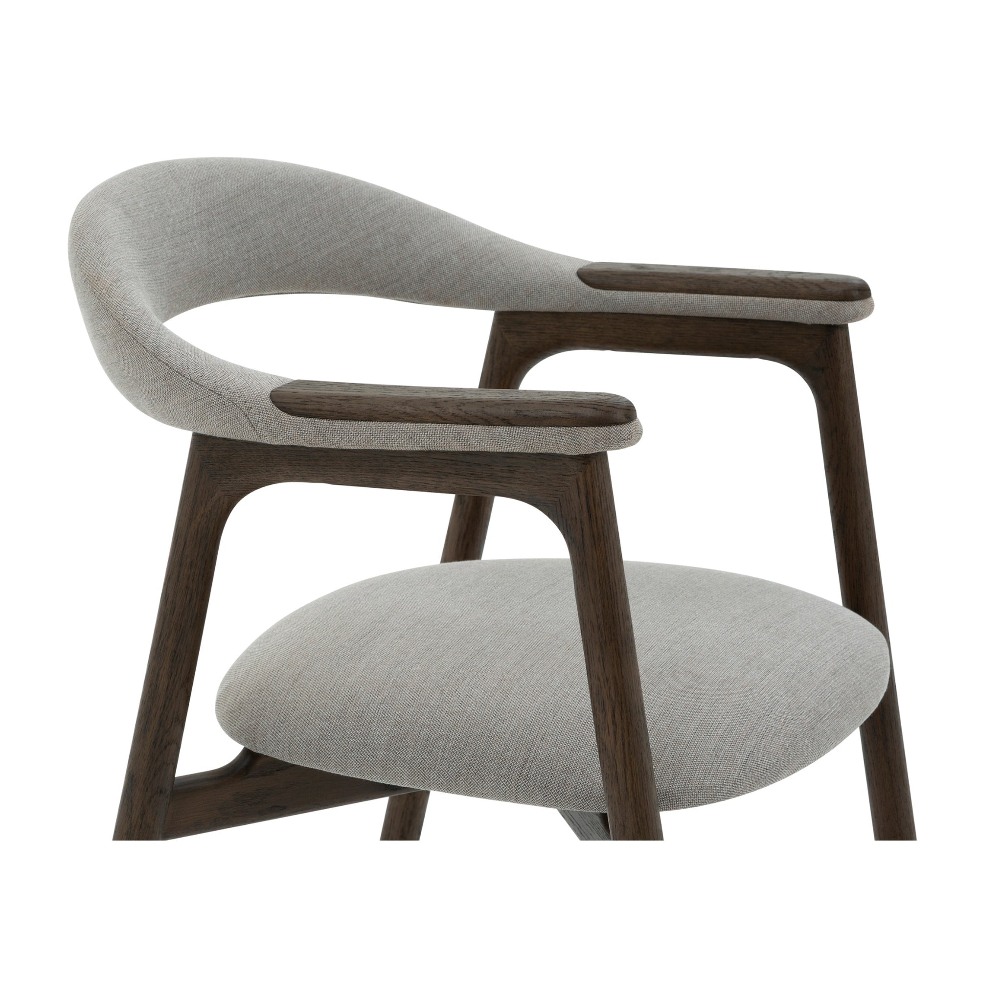 Franz – Timeless Oak Dining Chair, Espresso matte lacquer, Vico Fabric side angle highlighting sculptural solid oak armrests, gallery position 1, Tool-Franz-Espresso-Vico-5.jpg